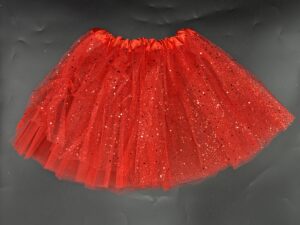 Tutú Rojo 30cm 3capa Con Brillo*10U