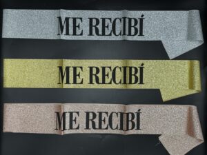 Banda Glitter "ME RECIBI" 9,5*160 cm*12U