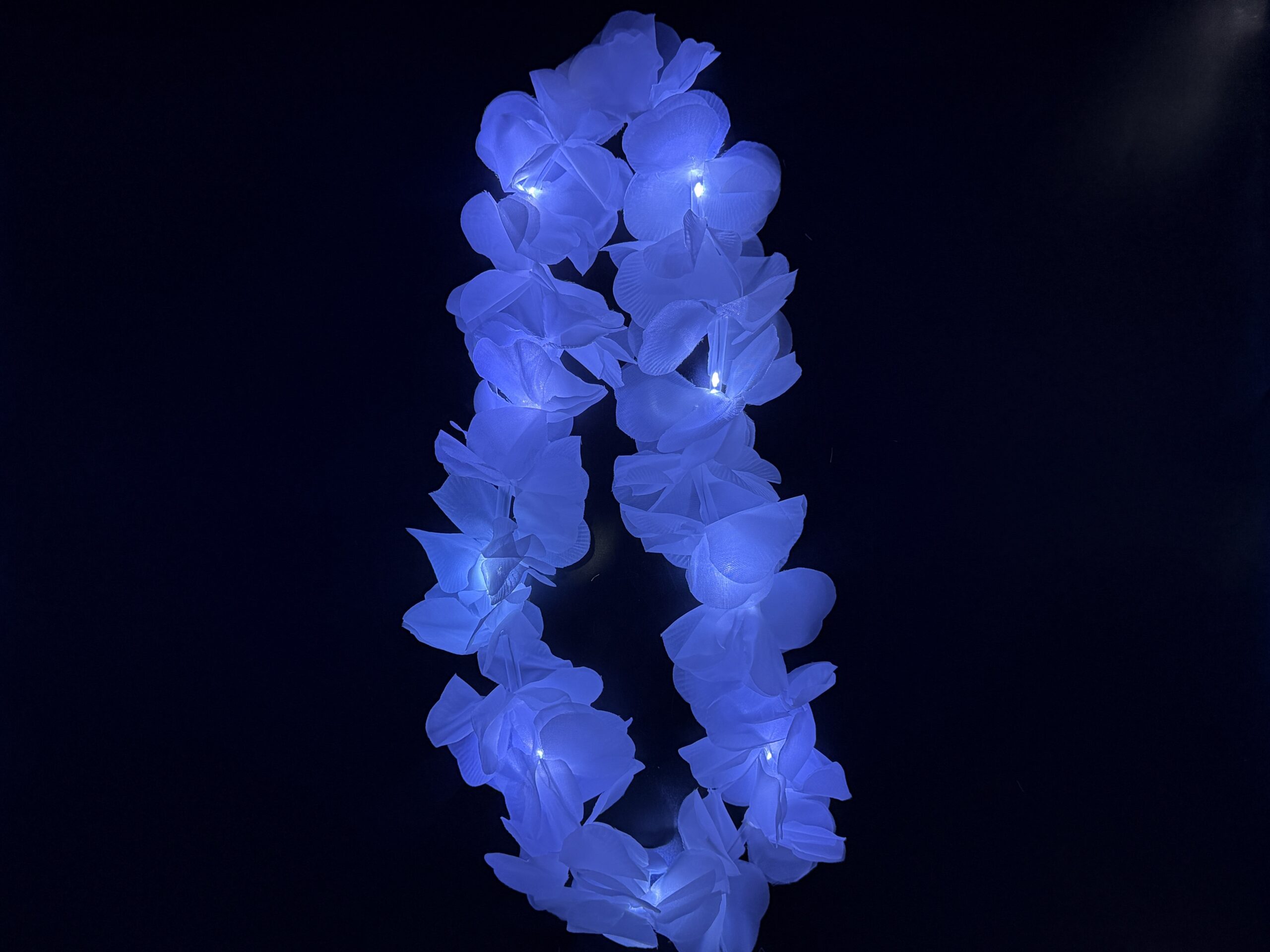 Collar Hawaiana Led Tela Blanco*12U