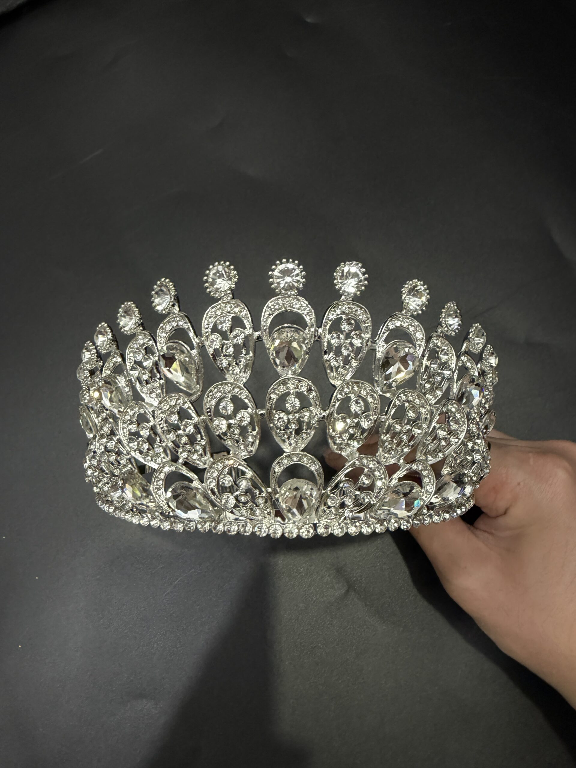 17,5*8,5cm Corona Diadema Tiara De Metal Strass Varios Y Peineta*12U - Image 2