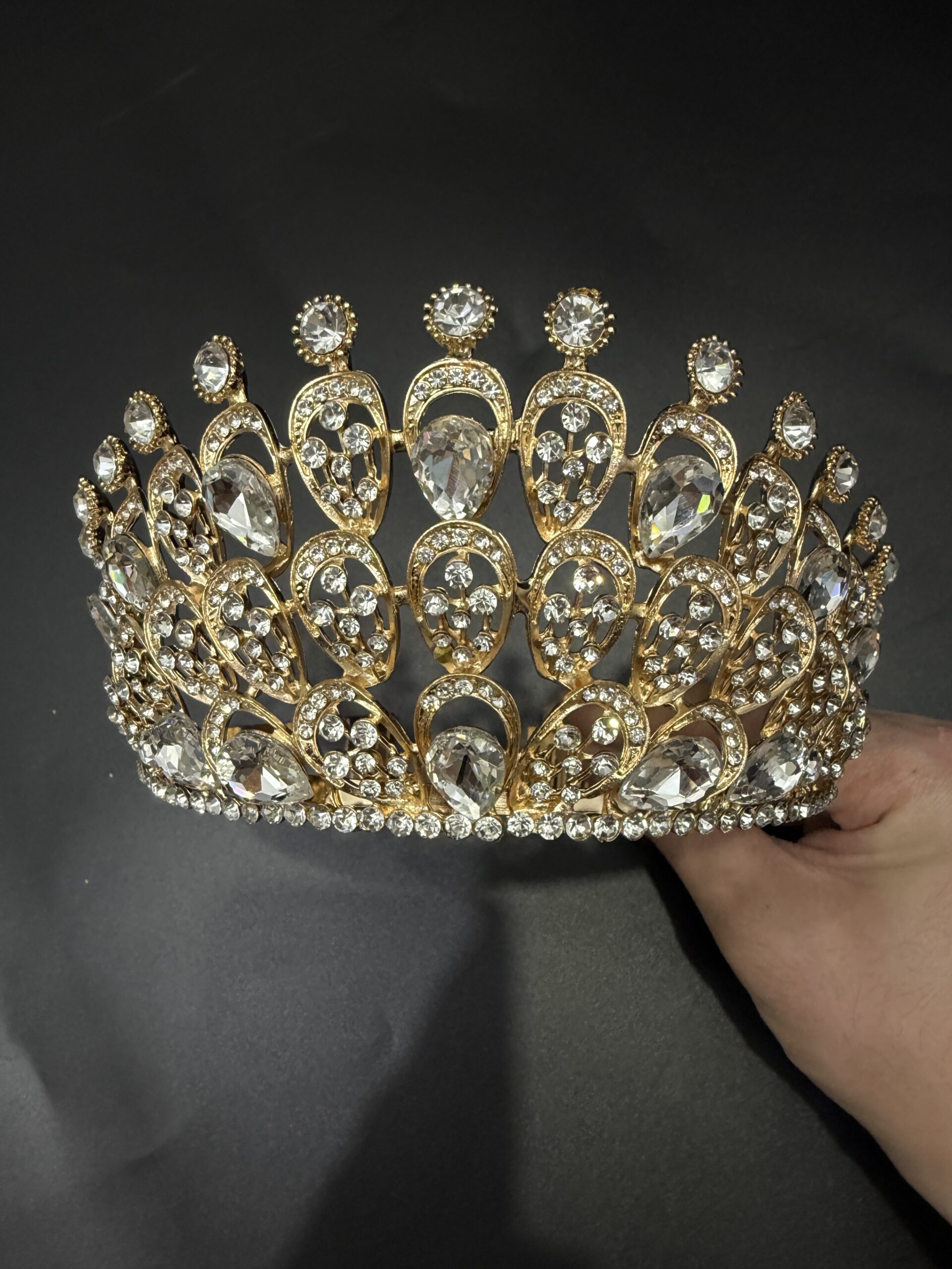 17,5*8,5cm Corona Diadema Tiara De Metal Strass Varios Y Peineta*12U - Image 3