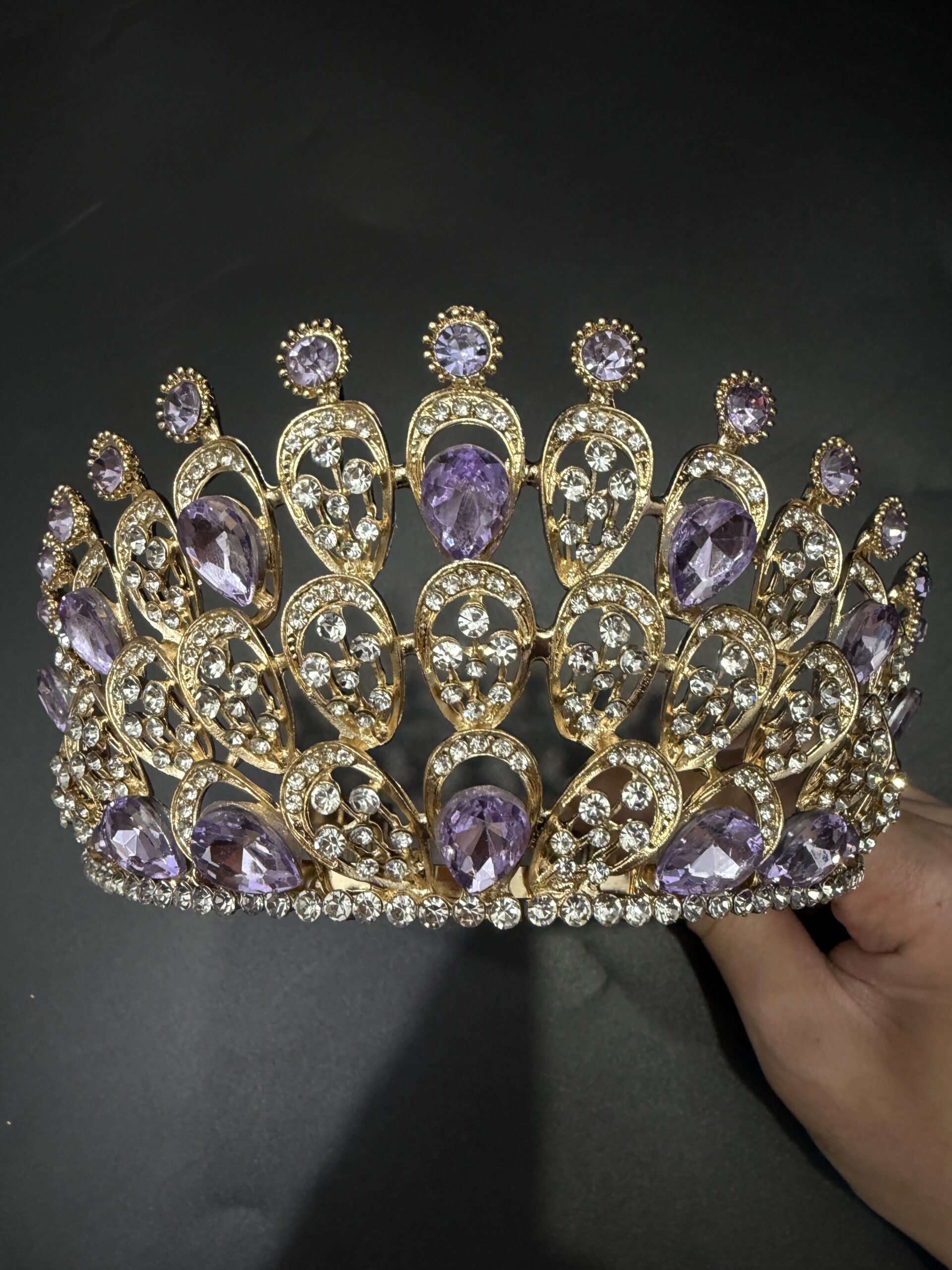 17,5*8,5cm Corona Diadema Tiara De Metal Strass Varios Y Peineta*12U - Image 5