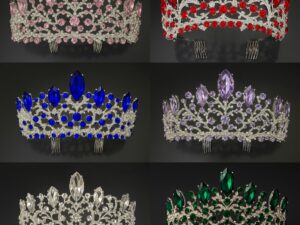 16,5*6,5cm Corona Diadema Tiara De Metal Strass Varios Y Peineta*12U