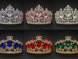 17,5*8,5cm Corona Diadema Tiara De Metal Strass Varios Y Peineta*12U