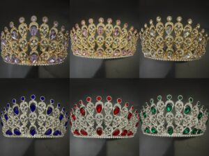 17,5*8,5cm Corona Diadema Tiara De Metal Strass Varios Y Peineta*12U