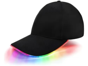 Gorro Visera Color Negro Con Led Multicolor*10U