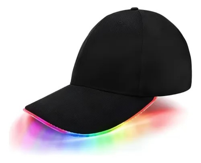 Gorro Visera Color Negro Con Led Multicolor*10U