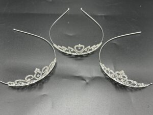 Diadema Metalica Corona Con Strass  Plateado*12U