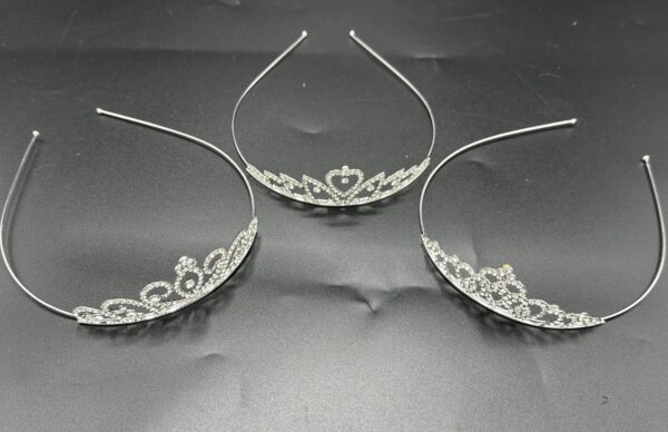 Diadema Metalica Corona Con Strass  Plateado*12U