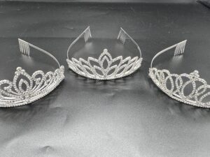 12,5*5,5cm Diadema Metalica Corona Con Strass Plateado*12U