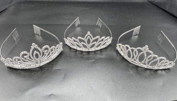 12,5*5,5cm Diadema Metalica Corona Con Strass Plateado*12U