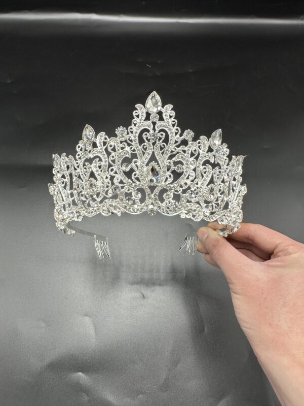 17*8cm Diadema Metalica Corona Con Strass Plateado*12U - Image 3