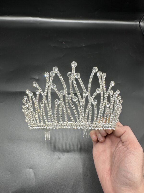 17*9cm Diadema Metalica Corona Con Strass Plateado*12U - Image 3