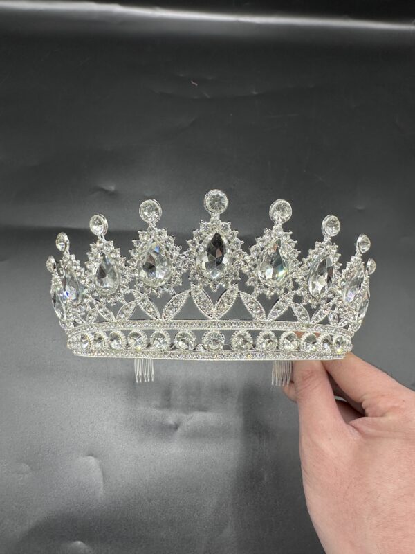 17,5*6,5cm Diadema Metalica Corona Con Strass Plateado*12U - Image 3
