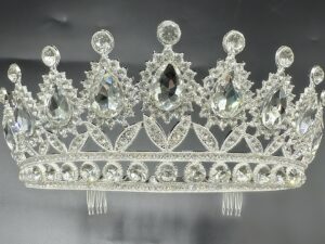 17,5*6,5cm Diadema Metalica Corona Con Strass Plateado*12U