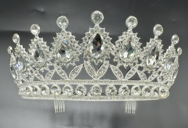 17,5*6,5cm Diadema Metalica Corona Con Strass Plateado*12U