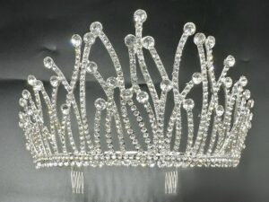 17*9cm Diadema Metalica Corona Con Strass Plateado*12U