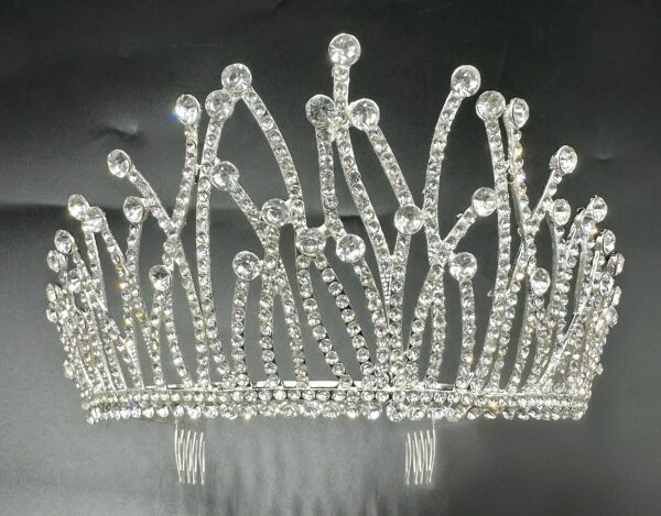 17*9cm Diadema Metalica Corona Con Strass Plateado*12U