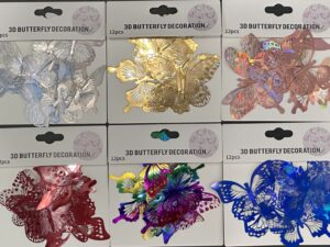 Mariposa Plástica 3d Adhesiva*12U*12PACKS