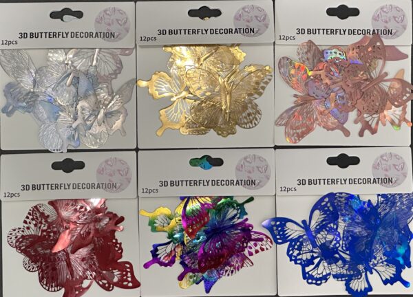 Mariposa Plástica 3d Adhesiva*12U*12PACKS