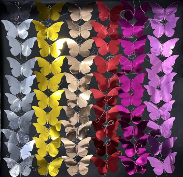 2,4 M Guirnalda de 10 Mariposas Plásticas 3d Metalizada *12PACKS