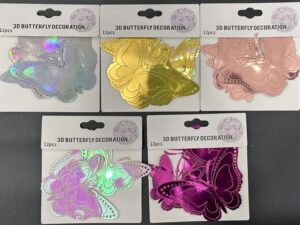Mariposa Papel 3d Adhesiva *12U*12PACKS
