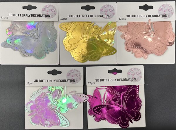 Mariposa Papel 3d Adhesiva *12U*12PACKS