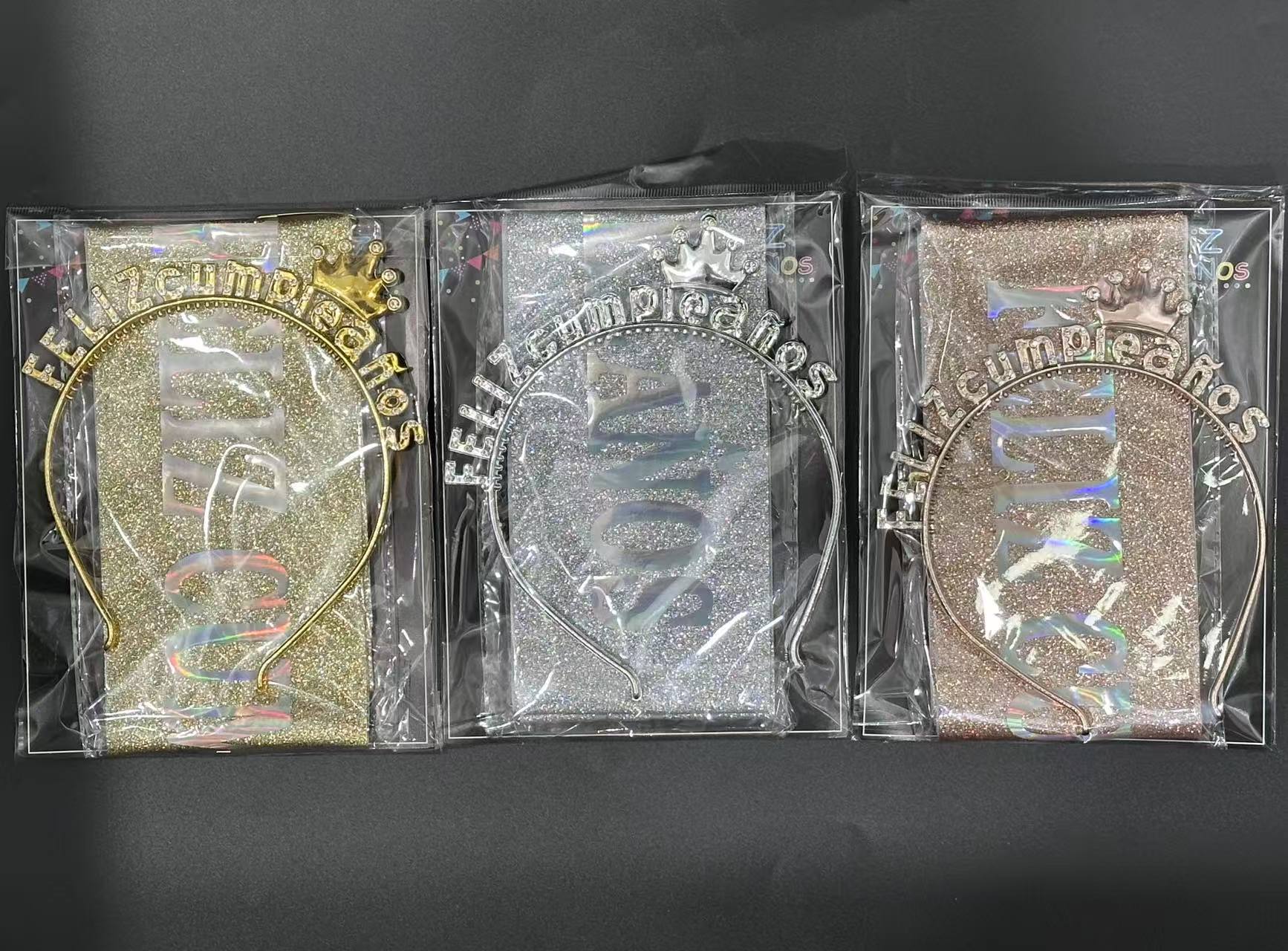 Set Vincha Strass y Banda Feliz Cumpleaños*12U