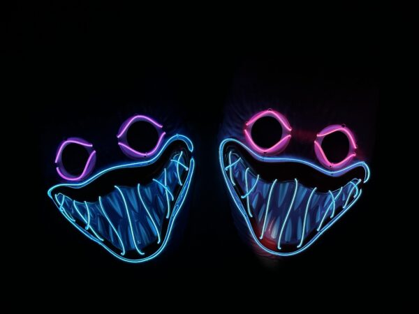Máscara Calavera Con Luz Led Neón Bicolor