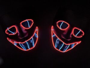 Máscara Halloween Luz Led Neón Bicolor