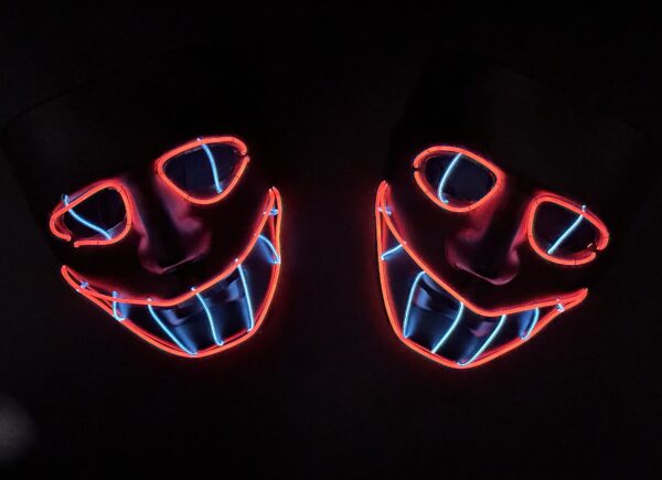 Máscara Halloween Luz Led Neón Bicolor