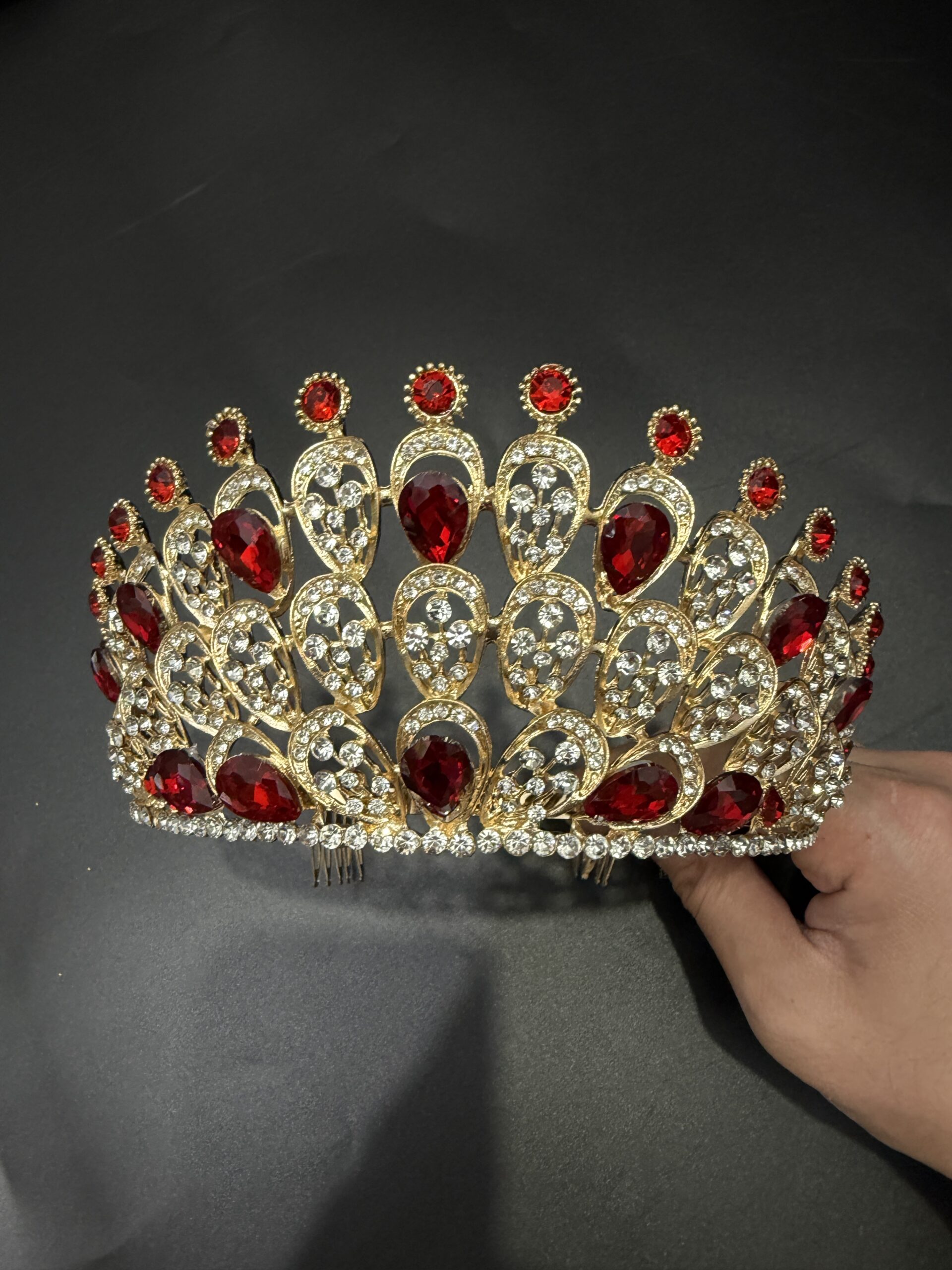 17,5*8,5cm Corona Diadema Tiara De Metal Strass Varios Y Peineta*12U - Image 11
