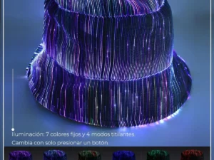 Sombrero Piluso Led Fibra Optica Recargable Usb