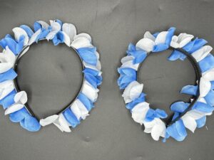 Vincha Flores Celeste y Blanco *12U