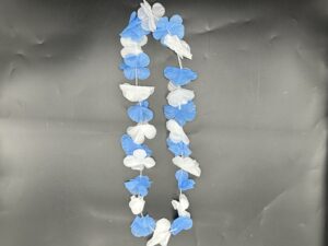 Collar Hawaiano Tela Celeste y Blanco*12U